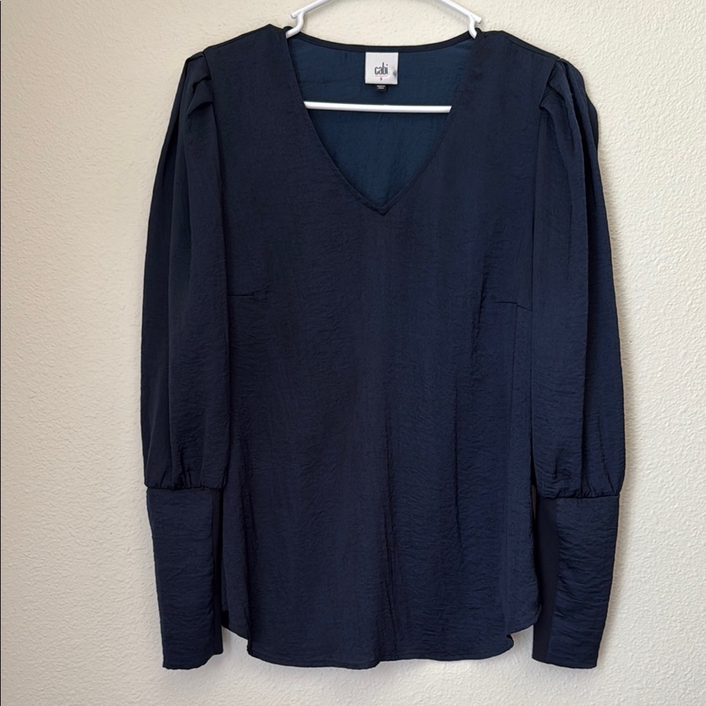 Cabi Timeless Blue Pleated Shoulder #3959